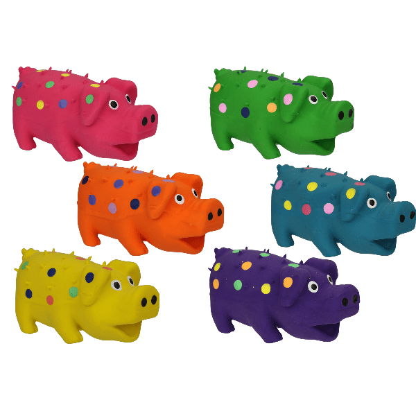 Multipet Mini Pig Latex Globlets - Colorful Dog Toys for Gentle Chewers