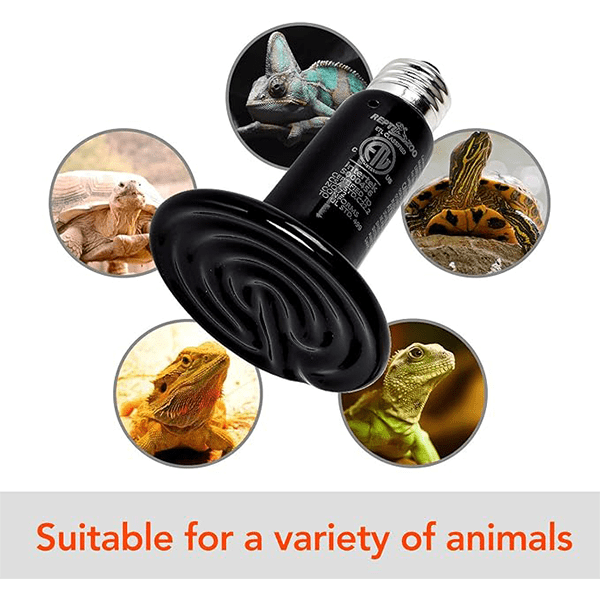 Reptizoo 2-Pack Ceramic Infrared Heat Emitters for Reptiles