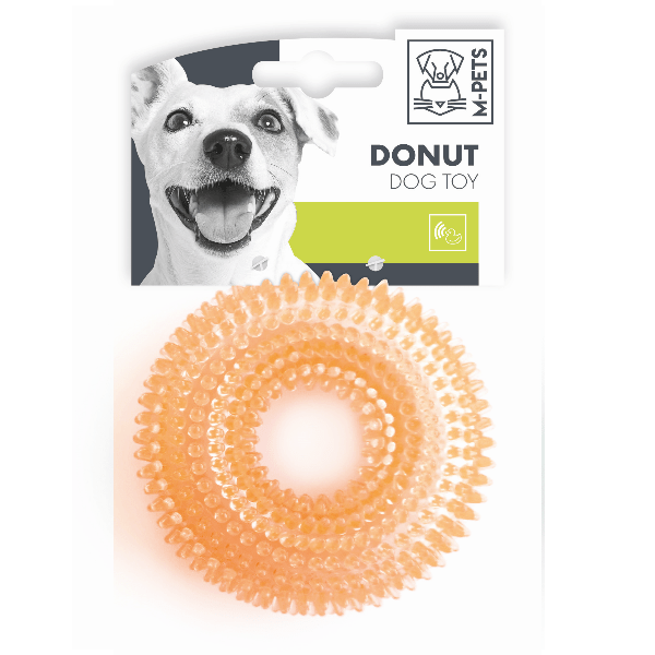 M-PETS Colorful Assorted Donut Squeaky Dog Toy for Small/Medium Dogs