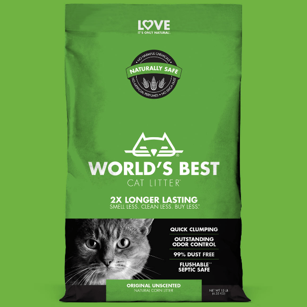 WORLD'S BEST 28lb Unscented Compressed Corn Clumping Cat Litter