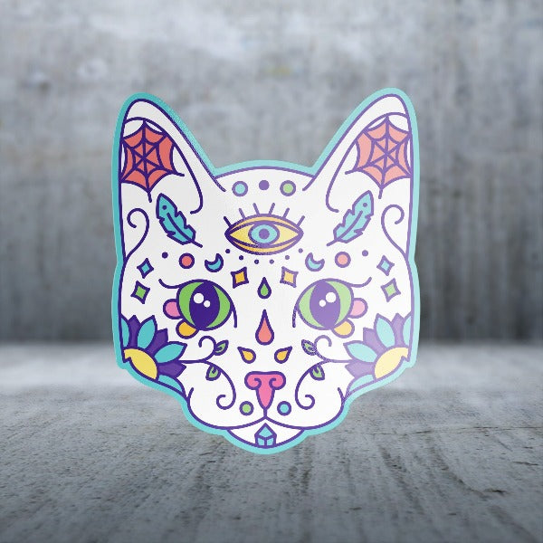 Large Sugar Skull Cat Sticker Pack with Matte Finish