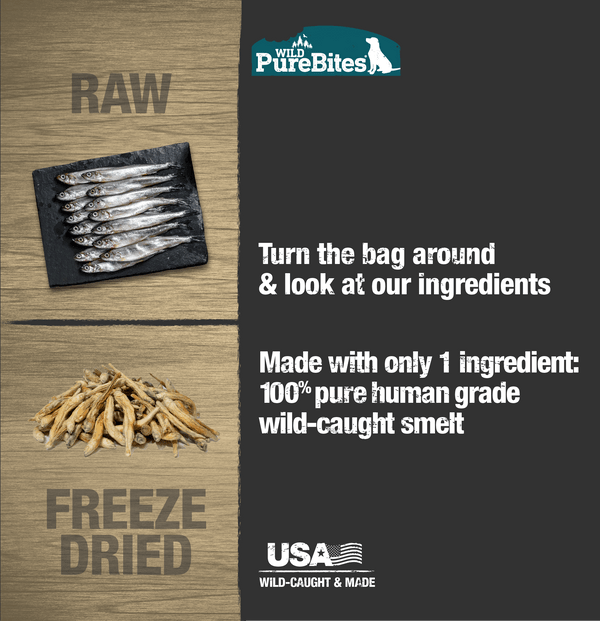 PureBites All - Natural Wild Freeze - Dried Smelt Canine Treats, Premium 60g (2.1 oz) Dog Snack