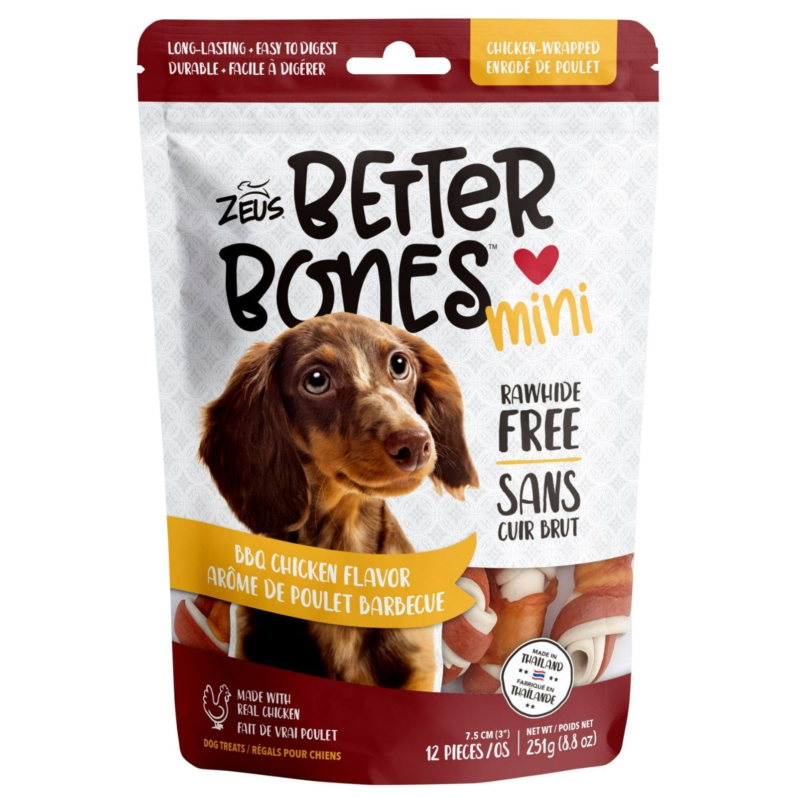 Zeus Premium BBQ Chicken Flavored Chew Bones for Dogs - Healthy & Digestible