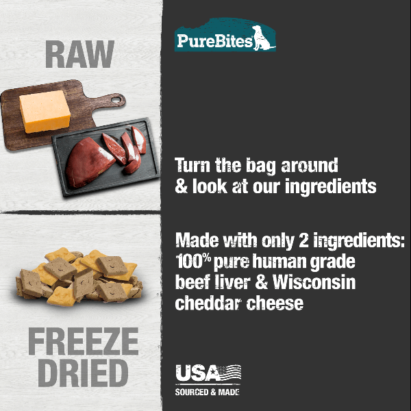 PureBites 120g Freeze-Dried High-Value Beef & Cheese Dog Treats