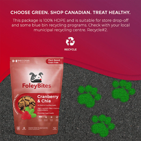 Premium Cranberry & Chia Baked Dog Treats by Foley - Plant - Based & Grain - Free