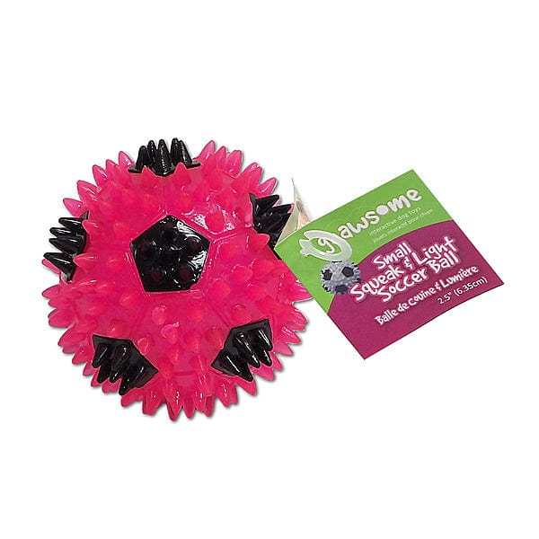 Gnawsome Small Interactive Squeaking and Flashing Light Soccer Ball Toy for Canines