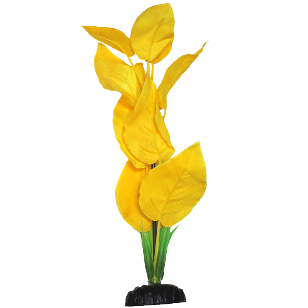 Yellow Crypt Silk Artificial Aquarium Plant - Set of 12, Realistic Fish Gear for Aquariums