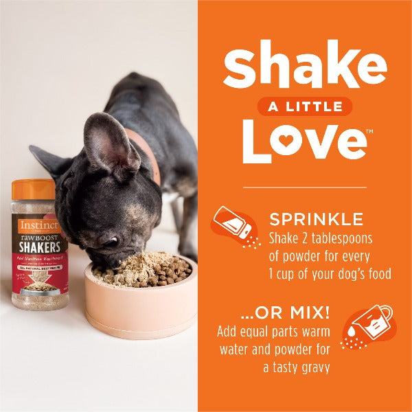 Instinct Raw Boost Shakers Premium Beef Recipe Dog Food Topping for a Nutritious Meal Enhancement