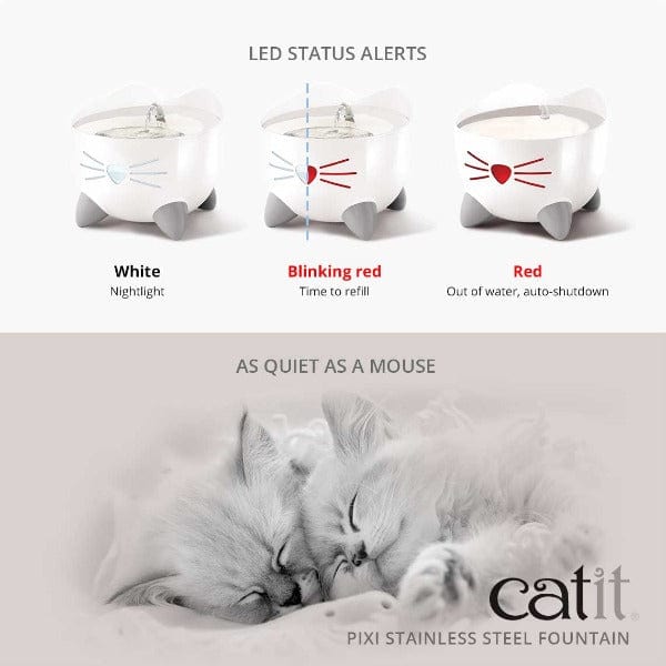 Catit PIXI High - Quality Stainless Steel Cat Water Fountain for Continuous Fresh Water Supply