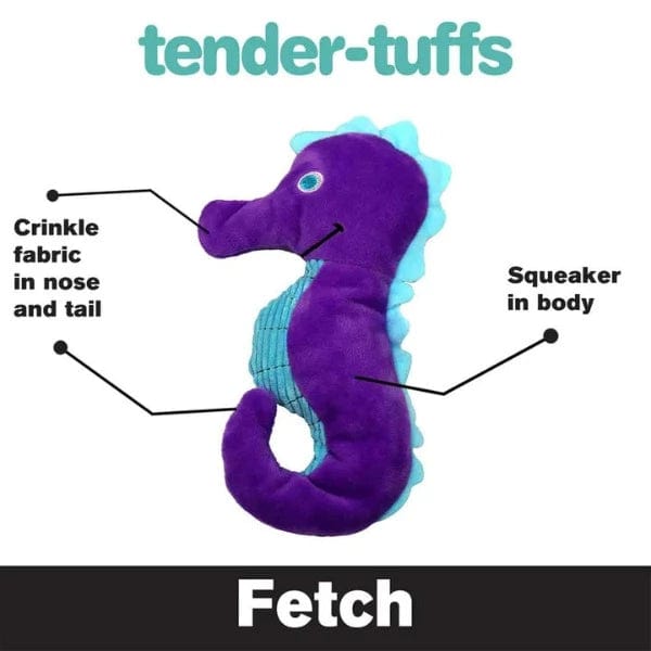 Soft and Durable Tender-tuffs Seahorse Plush Interactive Dog Toy
