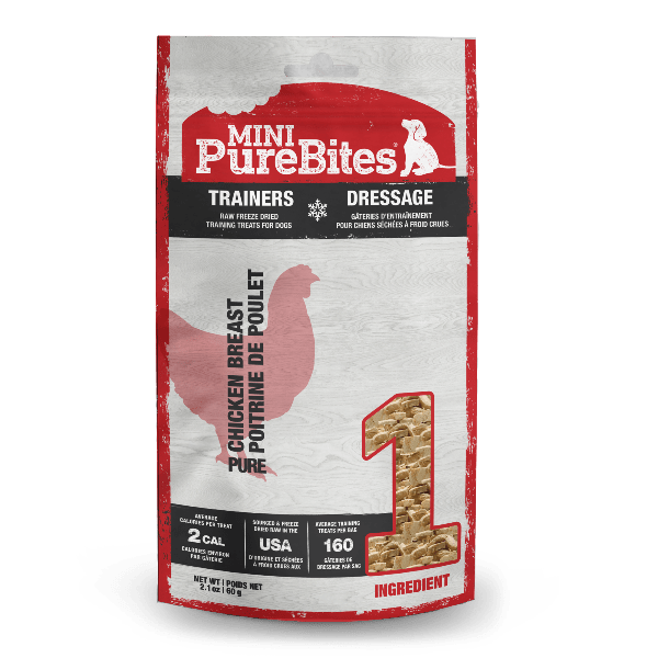 PureBites Freeze - Dried Mini - Sized Chicken Breast Dog Treats for Training, 60g Package