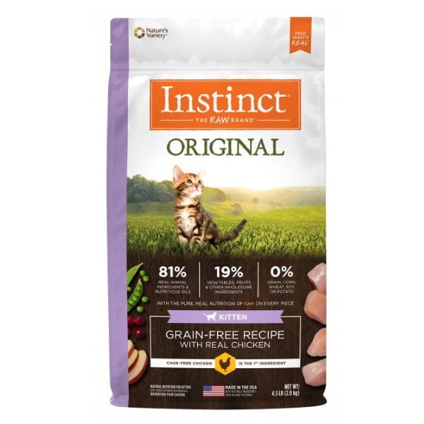Instinct Original Premium Dry Kitten Food with Real Cage - free Chicken, 4.5 - pound Package