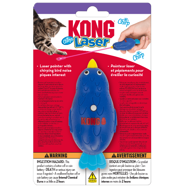 KONG Interactive Laser Chirping Bluebird-Shaped Cat Entertainment Toy