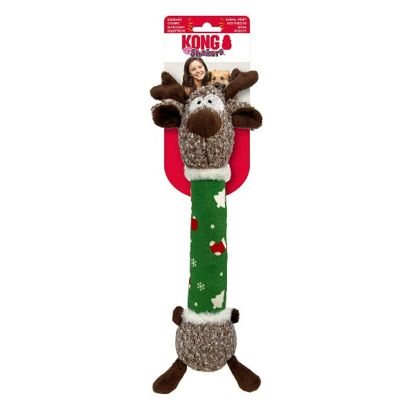 KONG Durable Holiday Shakers Reindeer Dog Toy for Merry Play