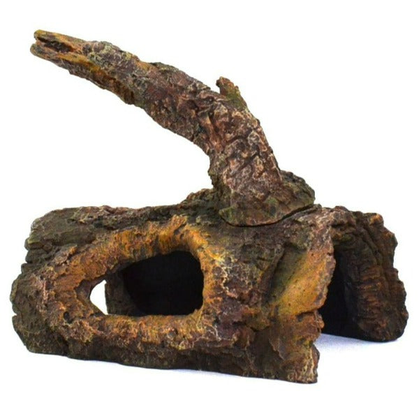 Repti Gear Reptile Hideout with Authentic Tree Trunk Design and Built - in Cave