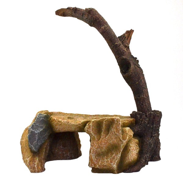 Repti Gear Premium Rock Cave with Tree Branch Habitat for Reptiles