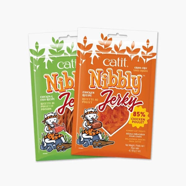 Catit Premium Nibbly Jerky Cat Treats with Delectable Chicken Recipe
