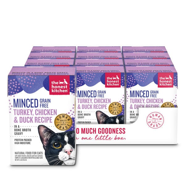 The Honest Kitchen Grain-Free Minced Turkey, Chicken & Duck Wet Cat Food - Case of 12