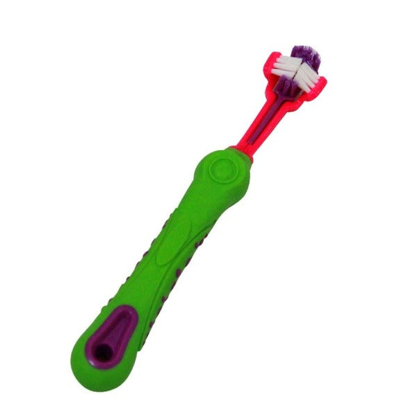 M-PETS Dog Oral Care Three-Headed Toothbrush for Thorough Cleaning