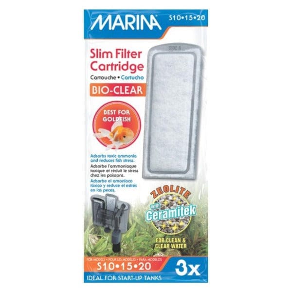 Marina High - Efficiency Bio - Clear Slim Aquarium Filter Cartridge with Zeolite and Ceramitek
