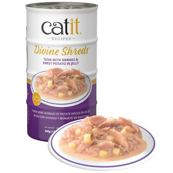 Catit 4-Pack Divine Shreds Canned Cat Food Topper: Tuna, Shirasu & Sweet Potato in Jelly