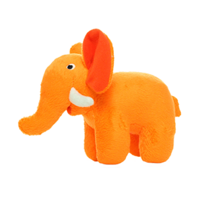 Tuffy Mighty Safari Junior Orange Elephant Soft and Durable Dog Chew Toy for Small to Medium Dogs