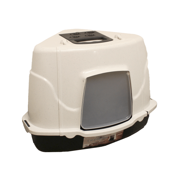 Here Kitty Easy - Clean Hooded Corner Litter Pan with Odor - Trapping Filter