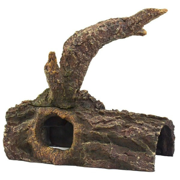 Repti Gear Reptile Hideout with Authentic Tree Trunk Design and Built - in Cave
