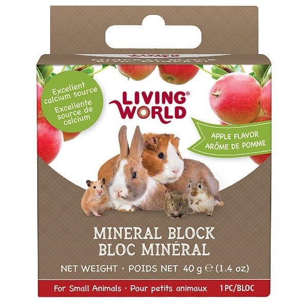 Living World Apple - Flavored Mineral Block for Small Animal Pets, an Ideal Calcium Source