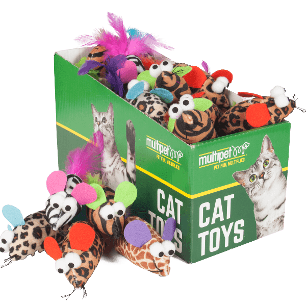 Multipet Safari - Printed Feather Mouse Cat Toy with Catnip