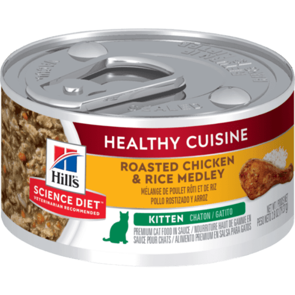 Hill's Science Diet Canned Kitten Food - Healthy Cuisine Roasted Chicken and Rice Medley, 2.8 Ounce Can