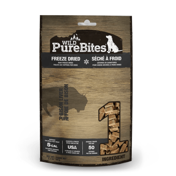 PureBites 60g Wild Freeze - Dried USA Bison Liver Dog Treats