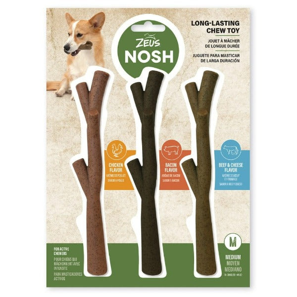 Zeus Tasty Trio 3-pack NOSH CHEW STICKS Dog Chew Toy