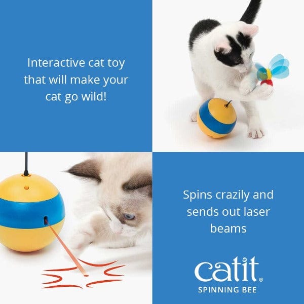 Catit Interactive Spinning Bee Toy for Cats with Laser and Treat Dispensing Function