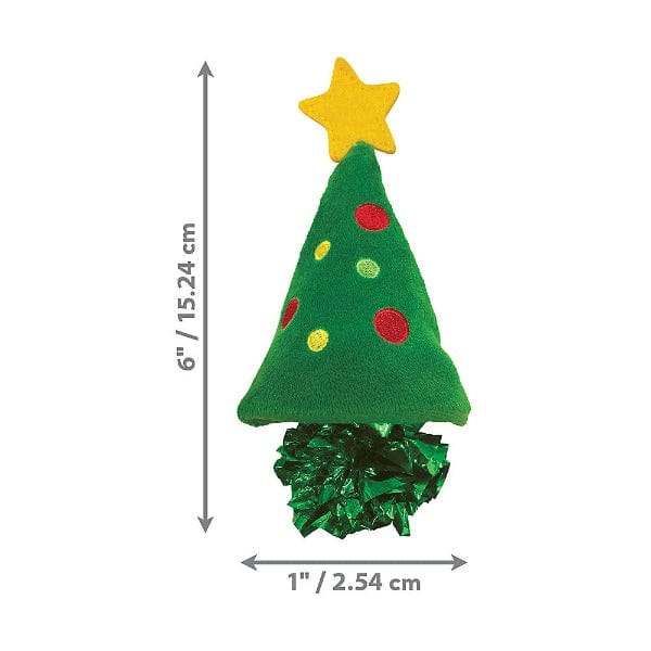 KONG Festive Holiday Crackles Christmas Tree Interactive Cat Toy for Indoor Play
