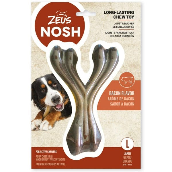 Zeus Bacon - Flavored NOSH STRONG Wishbone Chew Toy for Dogs