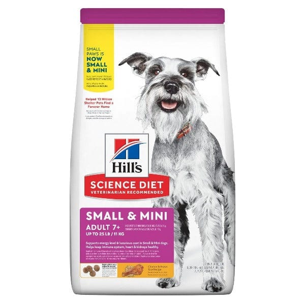 Hill's Science Diet Dry Dog Food for Small and Mini Adult Dogs Aged 7+ with Chicken and Brown Rice Recipe