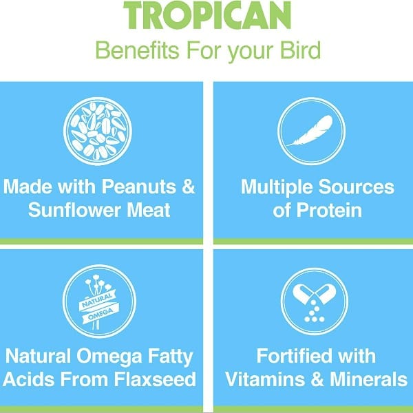 2mm Granules of Tropican Lifetime Formula Ideal for Parrots