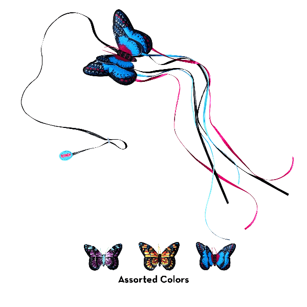 KONG Adjustable Ribbon Butterfly Cat Toy for Interactive and Solo Play