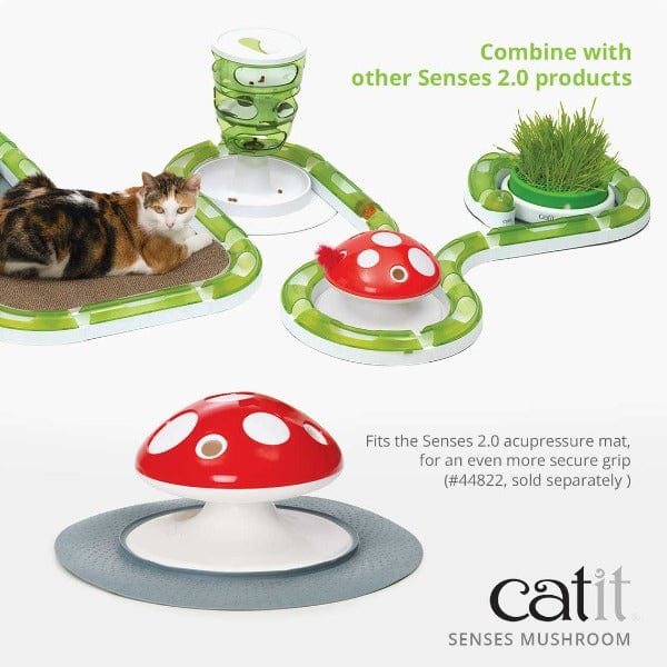 Catit Senses 2.0 360° Motion-Activated Mushroom Interactive Feather Toy for Cats