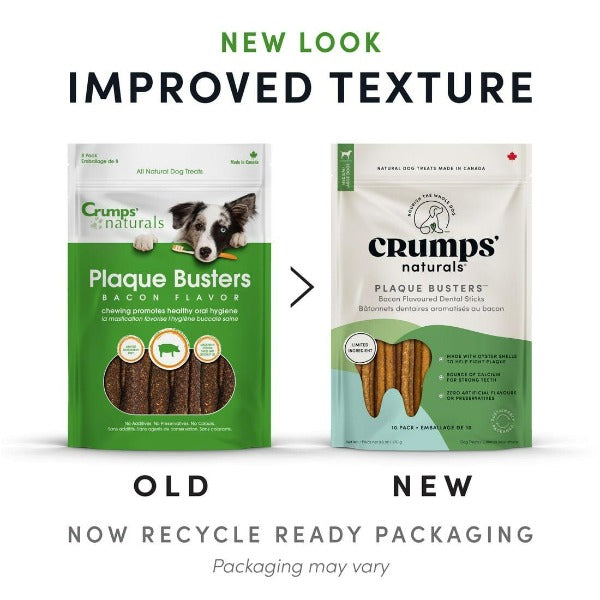 Crumps' Naturals Bacon Flavored Dog Dental Sticks - Plaque and Tartar Busters