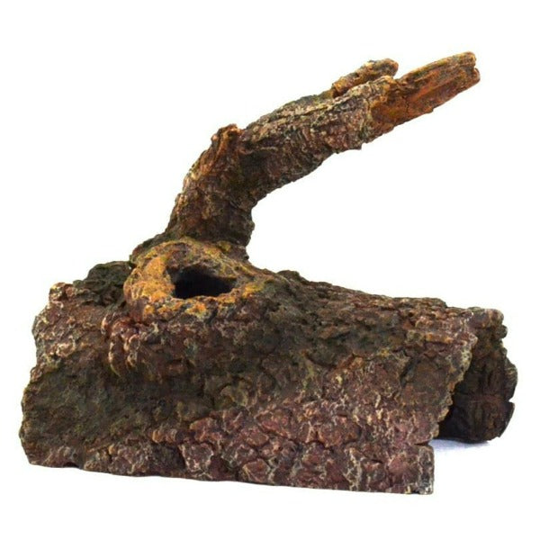 Repti Gear Reptile Hideout with Authentic Tree Trunk Design and Built - in Cave