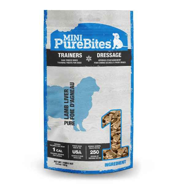 PureBites 68g Freeze-Dried Mini Lamb Liver Dog Treats for Training