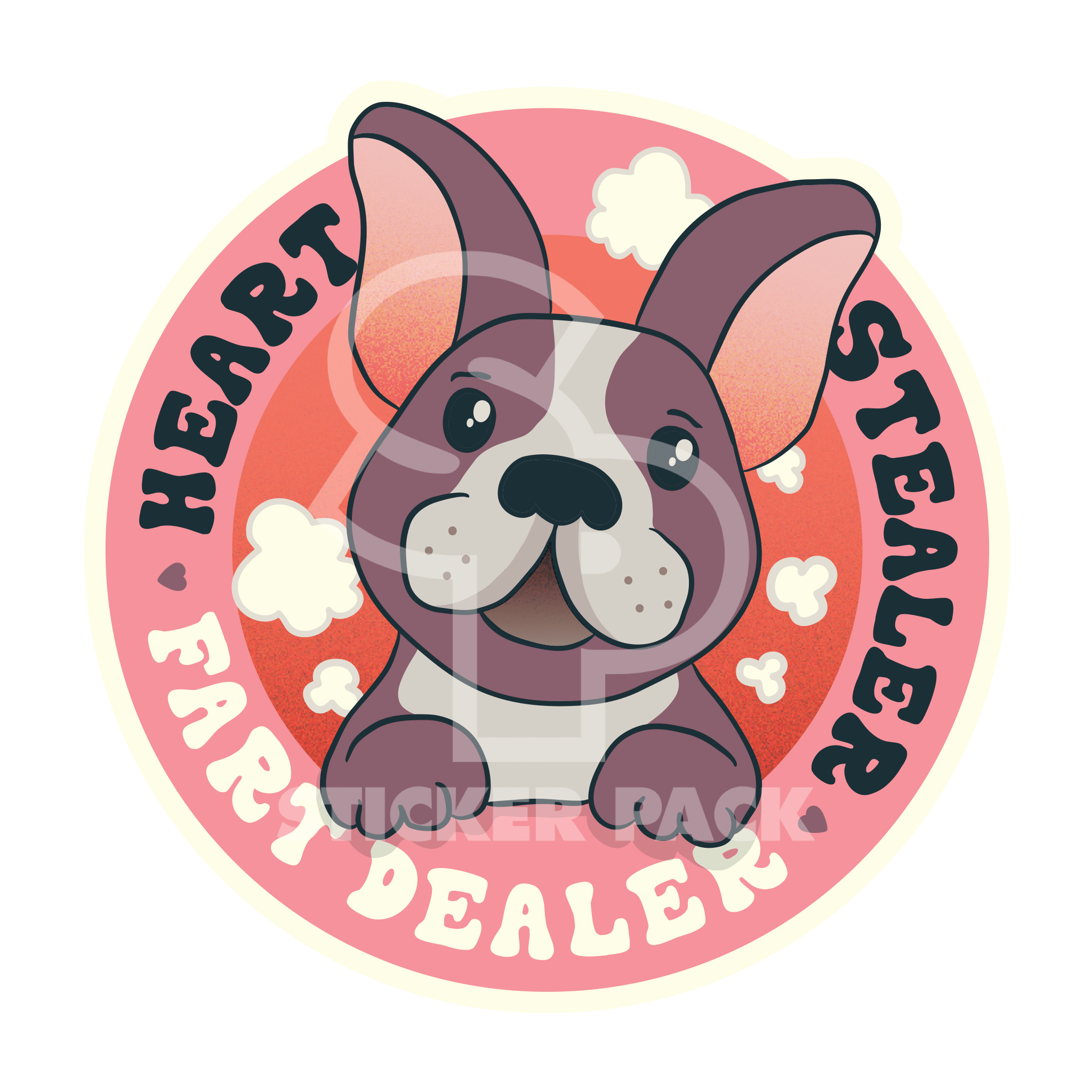 Pet Sticker Pack with Dog Sayings - 'Fart Dealer' Design, Including Small Stickers