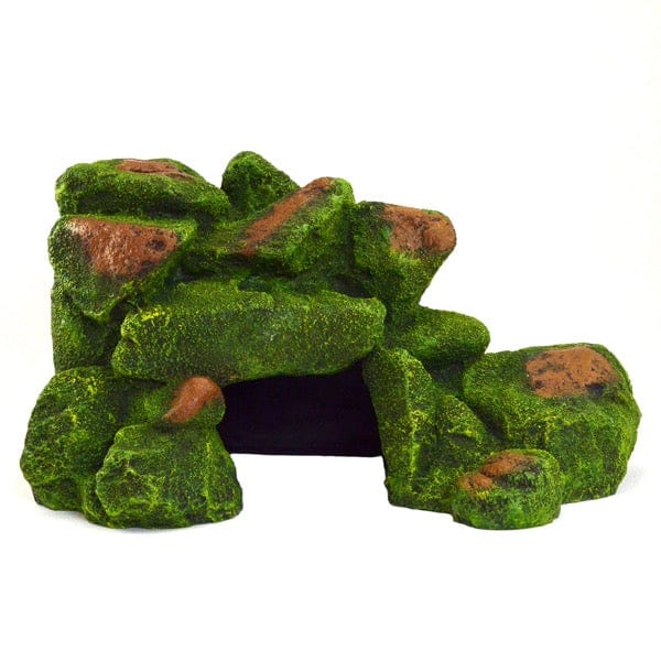 Repti Gear Realistic Mossy Corner Rock Hide with Cave for Reptiles