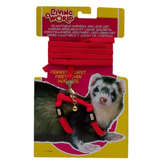 Living World Adjustable Green & Red Harness and Lead Set for Comfortable Ferret Walking