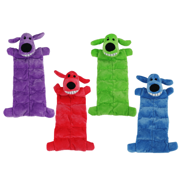 Multipet Assorted Color Loofa Plush Dog Squeaker Mat Toy