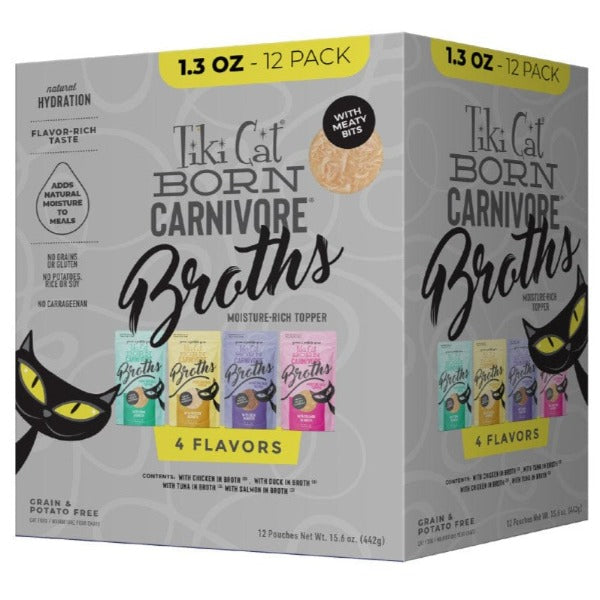 Tiki Cat Born Carnivore Variety Pack of Savory Broths as Cat Food Topper