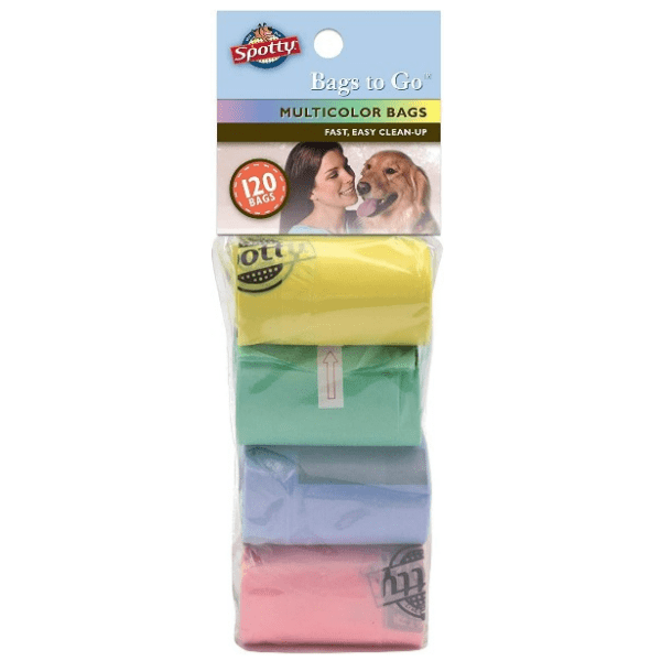 Spotty Multicolor Disposable Pet Waste Bags - 120 Pack for Easy Pet Waste Handling