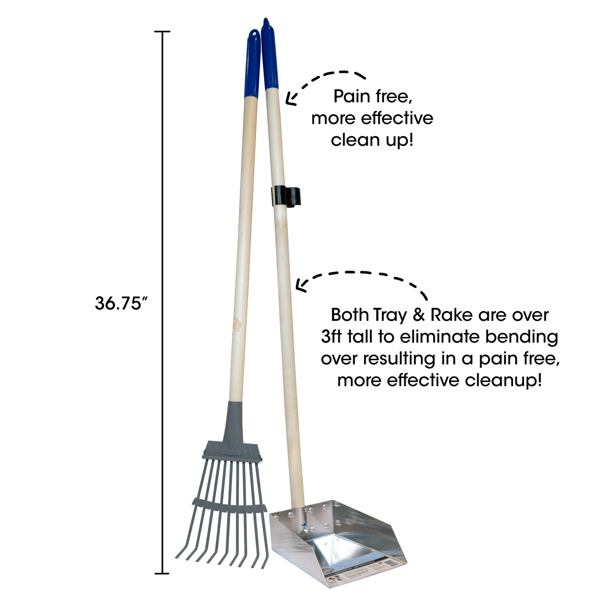 Durable Spotty Metal Dog Poop Scooping Tray and Rake Set